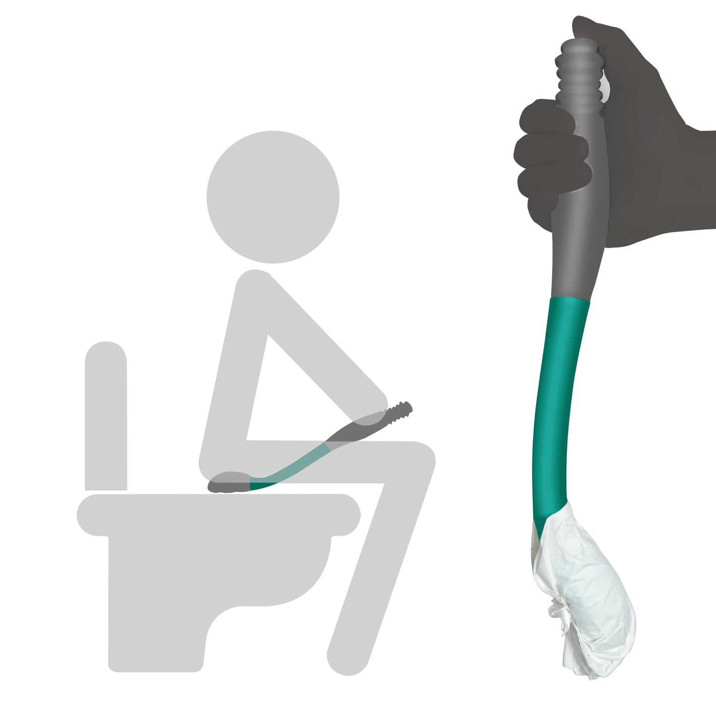 Butt Wiper Tool, 15.7" Long Reach Bottom Buddy Wiping Aid, Toilet Aid for Disabled, Overweight, Limited Mobility, and Those Recovering from Back Surgery, Enables Independence and Dignity