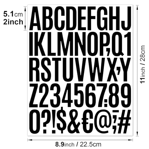 Wavamawa 2-Inch Black Letter Stickers - Waterproof Vinyl Alphabet & Number Decals, Mailbox & Signage