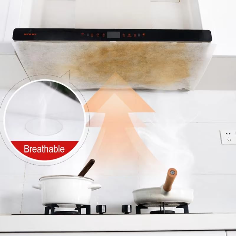 LBGWOEC 24Pcs 43x45cm Range Hood Filter Sheets - Nonwoven Flame-Retardant Oil Filtration