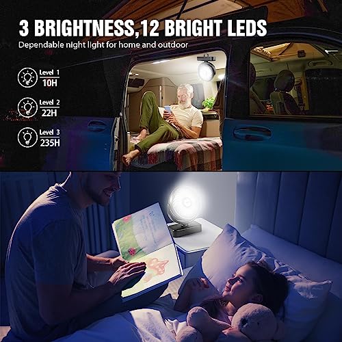 AMACOOL 5-Inch Portable Camping Fan with LED Lantern, 40H Rechargeable Work Time