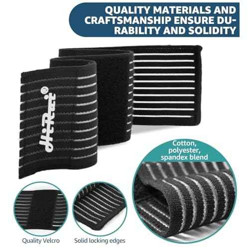 HiRui 2-Pack High-Elastic Wrist Support Straps Wrist Compression Bandage - Wrist Wraps Wristbands for Carpal Tunnel Arthritis Tendonitis Weightlifting Tennis Basketball - Breathable Soft (Black)