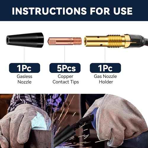 7Pcs Flux Core Gasless Nozzle Tips, 0.035'' /0.9mm Flux Welding Tip Compatible with Century FC90|80GL MIG Welding Gun Kit K3493-1