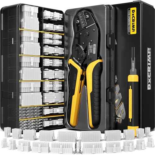 Crimp Tool Mini-Fit Jr Kit,with 22 Types 2-20 Pin Molex 4.2mm Connector,Wire Gauge 18-26 AWG w/Remove Tool,Crimping Tool (30-16 AWG) Compatible JST, KF2510, AMP, Dupont,RC Servos,Futaba.