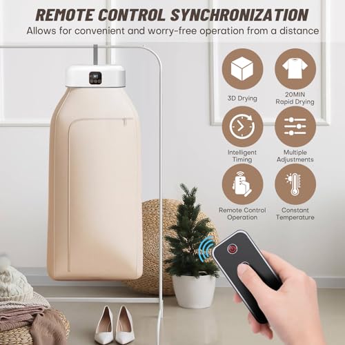Rolitwils Portable Clothes Dryer - Standard Model Compact Foldable Electric Travel & Home Drying Machine with Remote