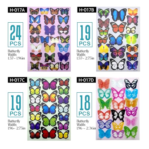 80 Pcs 3D Butterfly Wall Stickers Decorations for Room Decor - EOORAU