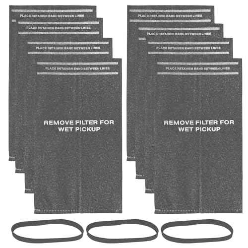 8 Pack 38737 Dust Filter Bags Replacement for Craftsman 2 to 2.5 Gallon Wet/Dry Vacuums and Powerhead Bucket Vac, Part# CMXZVBE38737 / 9-38737, with 3 Retaining Bands