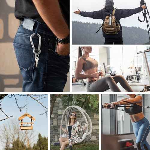 Small Carabiner Clip Hooks, 10pcs 1.57 inch Carabiners Heavy Duty, 304 Stainless Steel Spring Snap Hook Fits Camping Hiking, Metal Clips for Rope Chain Keychain Keys Rings