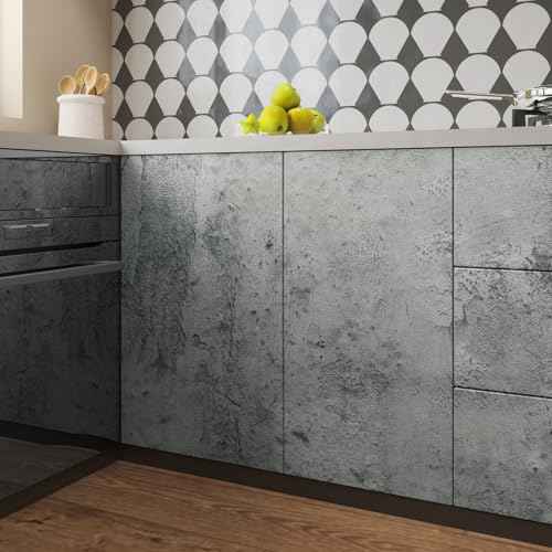 Livelynine Textured Concrete Wallpaper Peel and Stick Blue Grey Cement Concrete Contact Paper Removable Vinyl Countertop Covers Rustic Concrete Wall Paper Basement Walls Self Adhesive 15.8x78.8