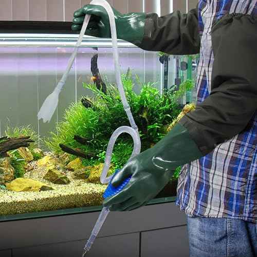 27" Full Arm Pond Gloves, Reusable Long Heavy Duty Gloves with Cotton Lining, Waterproof Latex Chemical Resistant Protective Glove for Resist Strong Acid, Alkali, Oil