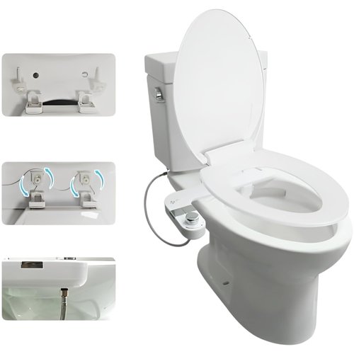 Bidet Toilet Seat Attachment Water Sprayer with Adjustable Pressure, Non-Electric Toilet Bidet,Eco Friendly with Dual Self-Cleaning Nozzles & Easy Installation