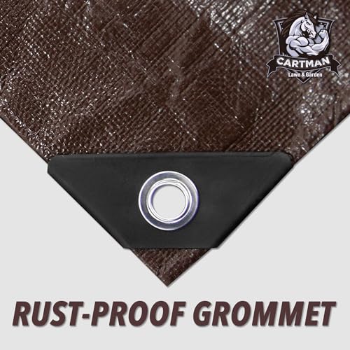 CARTMAN 8x10Ft Brown Waterproof Poly Tarp Cover 20 Mil Heavy Duty Weatherproof