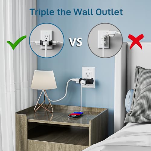 K KASONIC Black 3-Outlet Grounding Power Adapter Heavy Duty Plug Extender
