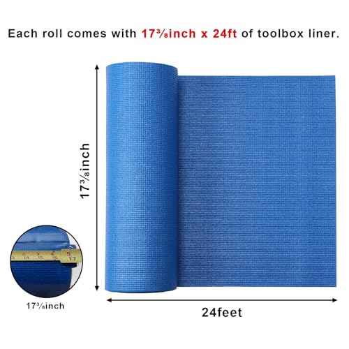 CASOMAN Professional Tool Box and Drawer Liner, Blue, Easy Cut Non-Slip Foam Rubber Toolbox Drawer Liner Mat - Adjustable Thick Cabinet Liners, 18inch (Wide) X 24feet (Long)