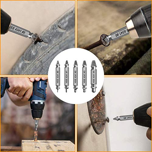 Damaged Screw Extractor Set for Removing Rusted or Broken Screws - High-Speed Steel Tools, Perfect Gift for Men & DIY Enthusiasts