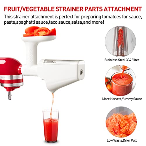 Fruit & Vegetable Strainer & Grinder Attachment Set for KitchenAid White - Includes Sausage Tubes