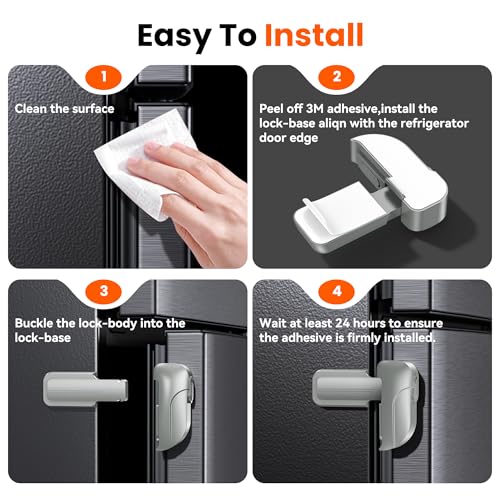 2 Pack Fridge Locks, Single Door Refrigerator Lock for Kids Safety, Durable ABS Child Proof Freezer Latch to Keep Door Closed, Easy Install Child Lock for Fridge, No Tools Need or Drill