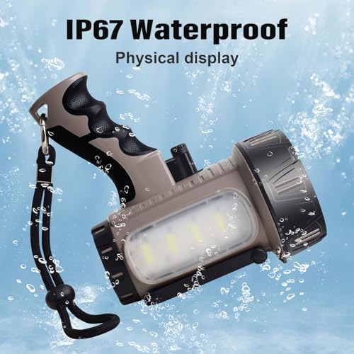 ErayLife Rechargeable Searchlight - 1800LM IP67 Waterproof/6 Modes Super Bright Handheld Spotlight Flashlight with Foldable Stand for Boating Hunting Camping Hiking