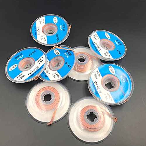 SAUTOP 8pcs Solder Wicks No-Clean Solder Braided Wicks Desoldering Wicks CP-2515,width 2.5mm Length 1.5 meters