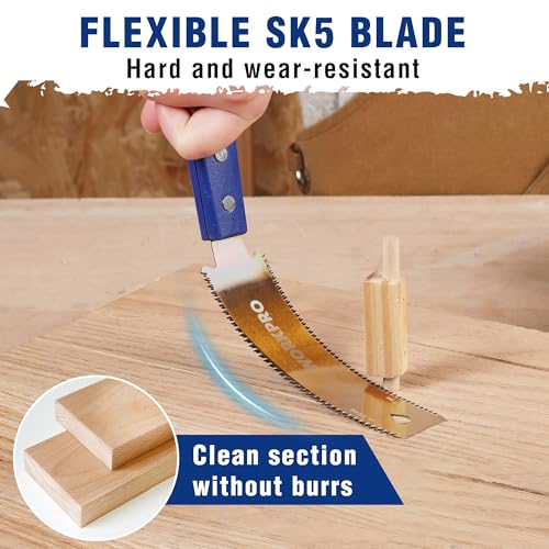 WORKPRO 6 Inch Japanese Pull Saw, Double-Edged Hand Saw for Wood Cutting with 14&17 TPI, SK5 Flexible Blade Flush Cut Saw with Non-Slip Beech Handle, Narrow Head for Fine Woodworking