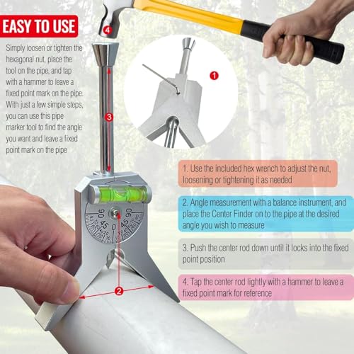 Pipe Center Finder Punch Tool, Fitting Tools, Stainless Steel with