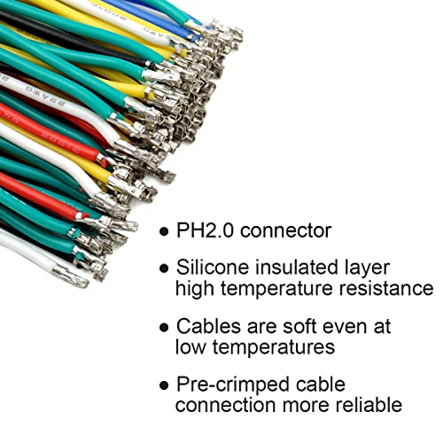 Elechawk Pre-Crimped PH 2.0 Connector Cable Kit for Arduino, Drones, Batteries - Connector & Wire