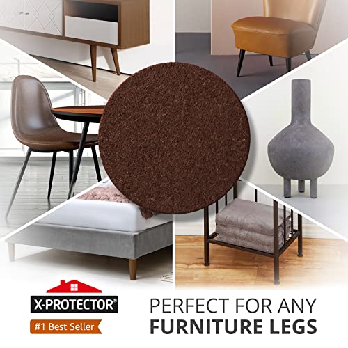 X-PROTECTOR Felt Furniture Pads 56 pcs, 3/4 Inch Brown Round Floor Protectors for Chairs