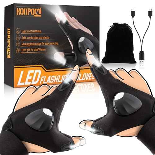 Led Half Finger Glove, Light up Gloves, Christmas Stocking Stuffers for Hunters Men Who Have Everything