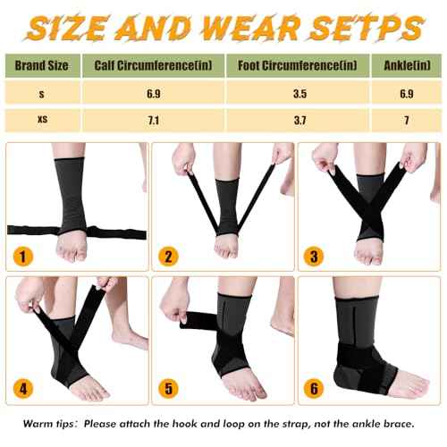 Tarpop 1 Pair Ankle Brace for Kids Compression Ankle Sleeves Adjustable Foot Support Brace Elastic Guard for Children Boys Girls Sports Running Jogging Dance Fitness Gymnastics(Black,X-Small)