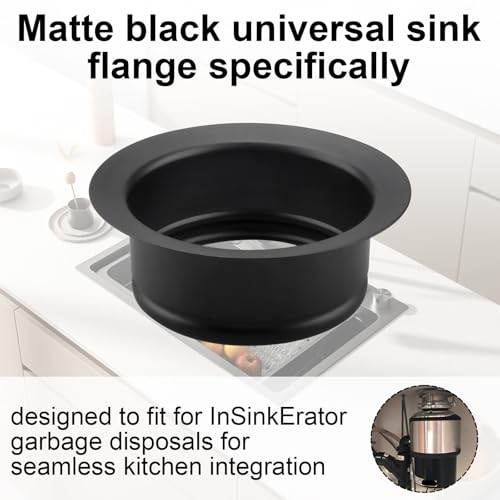Black InSinkErator Garbage Disposal Sink Flange FLG-MTBLK
