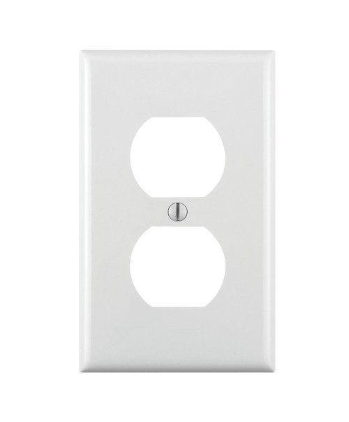 Leviton 1-Gang Duplex Device Receptacle Wallplate, Standard Size, Thermoplastic Nylon, Device Mount, 1 Pack, 80703-W, White