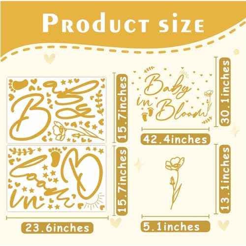 Baby Shower Party Decals Decorations for Backdrop Baby in Bloom Signs Sign Girl or Boy Signs Oh Babys Decals for Balloon Arch Gender Reveal Pregnancy Stickers Newborn Party Supplies