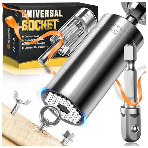 Universal Socket Tool Gifts for Men Stocking Stuffers for Men Dad Adults, Super Grip Socket Power Drill Adapter, Christmas Gadgets Birthday for Husband Him Boyfriends Women Who Have Everthing