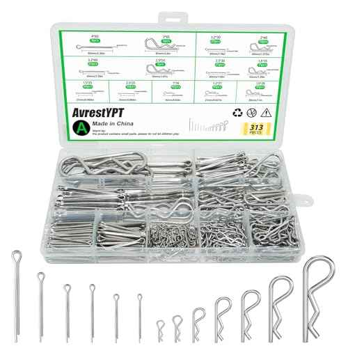 313 Pcs Stainless Steel Cotter Pins Assortment Kit: 166 Hardware Pinss Split Pinss & 147 R Clips Pins Assortment Kit Hairpin Cotter Pin Set, Hitch Pin Clips Set