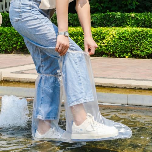 10 Pairs Disposable Shoe Covers, Waterproof Anti-Slip and Dirt-Resistant Shoes Cover for Rain Plastic Boot for Outdoor Activities, Home Cleaning, Gardening Work (Transparent)