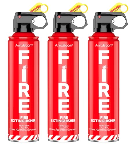 AmzBoom 3-Pack Portable Fire Extinguishers for Home, Car, Kitchen & Boat
