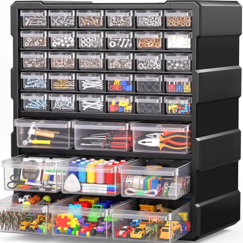 SSRTK 39-Drawer Craft Organizer with Dividers, Labels & Wall Mount Option