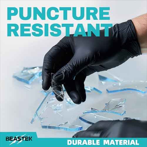 Beastek Black Disposable Nitrile Exam Gloves 100 Pcs 4Mil Chemical Resistant Powder-Free Latex-Free Food Safe Medical Cooking