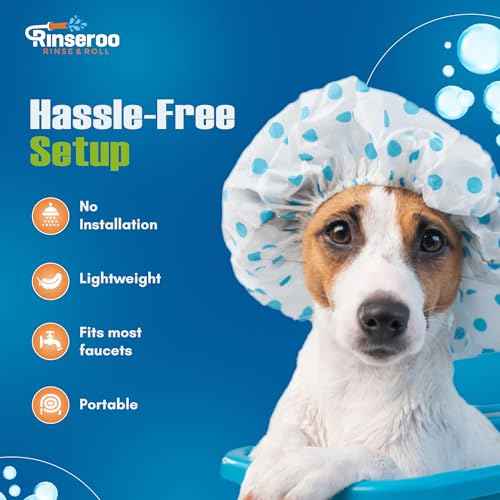 Rinseroo: Slip-On Tub Hose ? As Seen on Shark Tank ? 5ft Flex Bathtub Faucet Sprayer ? Easy Rinse for Pets, Hair & Cleaning ? No Installation Needed ? Fits Faucets Up to 3¡± Wide ? Mess-Free & Portable