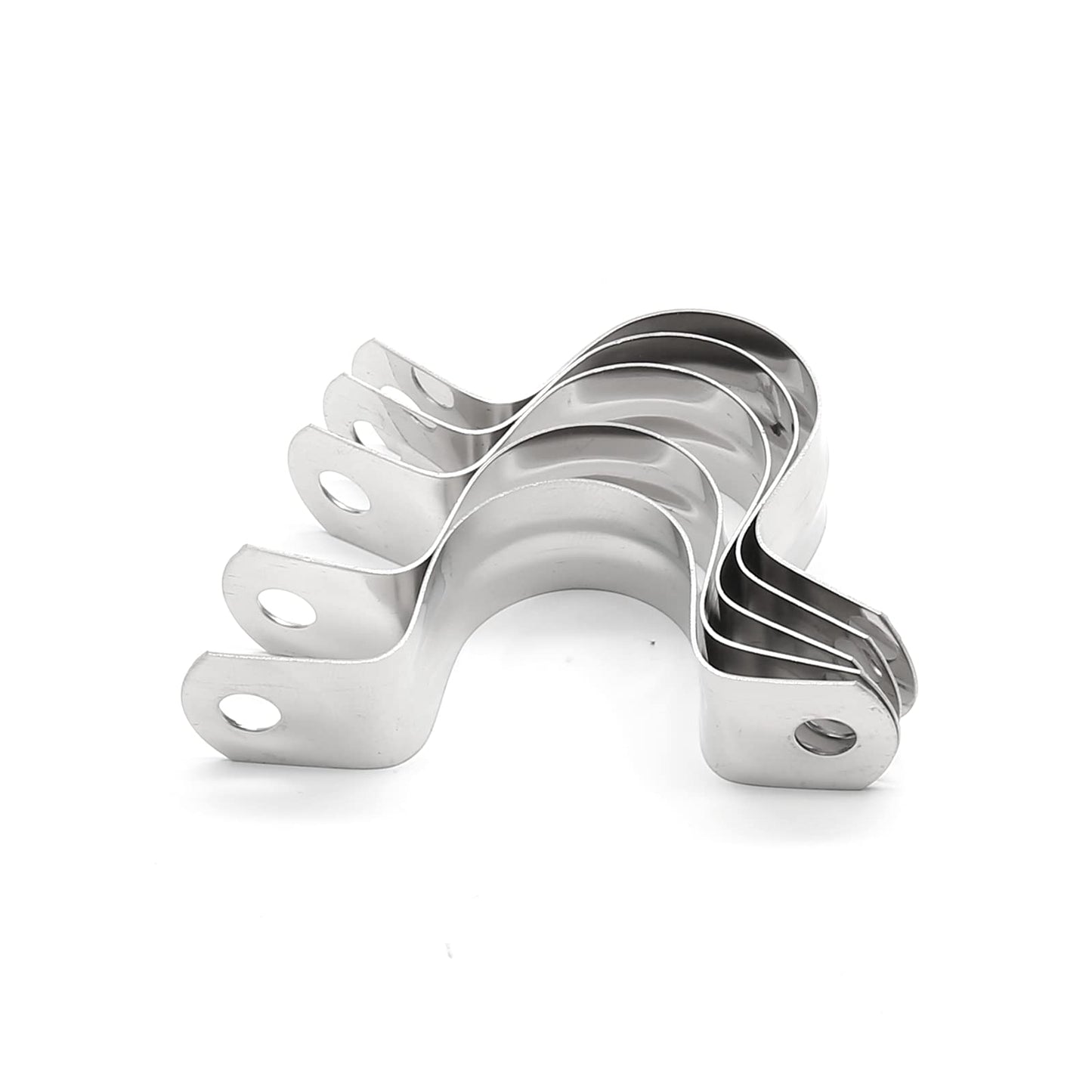 Jersvimc 20Pcs 1 Inch Stainless Steel Conduit Clamps, Two Hole U Bracket Rigid Pipe Metal U Clamp Conduit Strap Tension Clips U-tube Clamp Heavy Duty