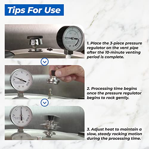 3-Piece Pressure Regulator 5-10-15lb for Presto Canner (12 Quarts) ANTOBLE