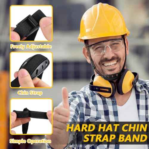 BESPORTBLE Universal Hard Hat Chin Strap - Adjustable Helmet Strap with Protective Buckle Professional Safety Helmet Accessory with Rounded Edges for Comfortable Secure Fit 1Pc (Black)