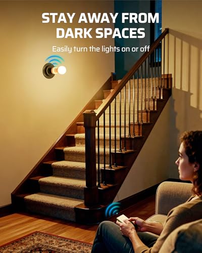DEWENWILS E26/E27 Remote Control Light Bulb Socket with Wall Switch - No Wiring, ETL Listed, 1 Pack