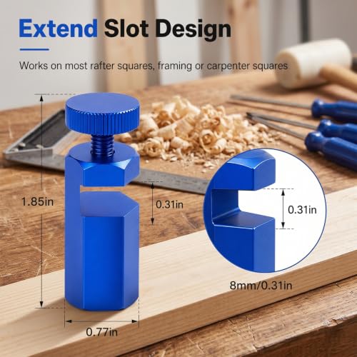 Blue Tall Stair Gauge Set for Framing Square with Holder—Locking 90° Guide for Woodworking