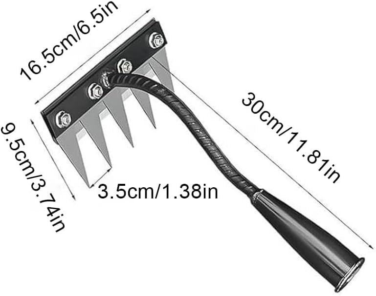 Garden Weeding Rake,Iron Weeding Rake 2.0 Carbon Steel Garden Hoe for 7 Tooth Multifunctional Nail for Lawn and Yard Hoe Tool (7 Teeth)