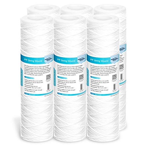 Membrane Solutions 5 Micron 10x2.5-Inch String Wound Whole House Water Filter Cartridge - 6 Pack