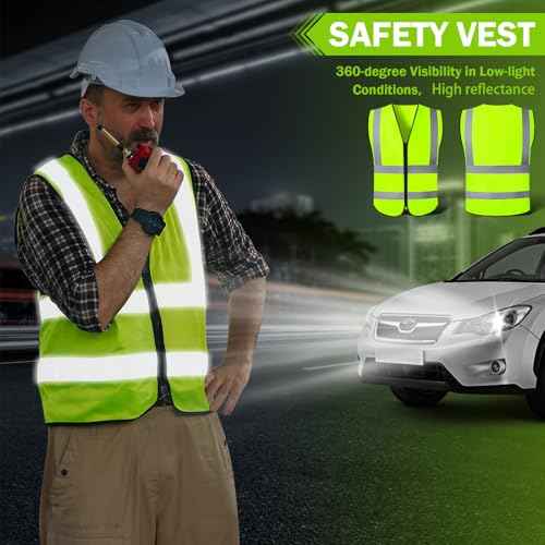 Security Vest,Hi Vis Reflective Safety Vest for Men Women Work,Mesh High Visibility Class 2 Construction Vest with Zipper