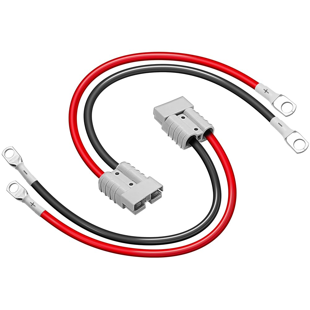 2 Pcs Battery Quick Connector, Anderson Connector 50A Kit, Plug 8 Guage 1.64ft Cables, 50A Battery Quick Connector, Anderson Connectors for Battery Cars, Sightseeing Cars, Tractors, Motors