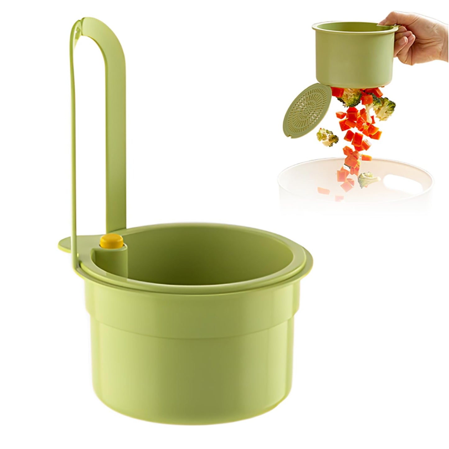 Multifunctional Drainage Basket, Kitchen Sink Food Waste Catcher Faucet Hanging Press Automatic Dumping Kitchen Draining Basket Faucet Hanging Strainer Basket with Automatic Dumping (Green, 1pcs)