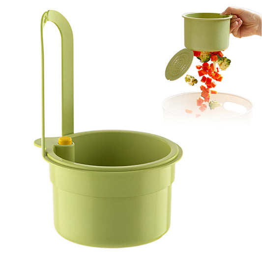 Multifunctional Drainage Basket, Kitchen Sink Food Waste Catcher Faucet Hanging Press Automatic Dumping Kitchen Draining Basket Faucet Hanging Strainer Basket with Automatic Dumping (Green, 1pcs)