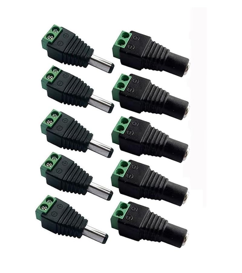 Thsinde 5 Pairs Solderless 12V DC Power Connector Male Female Set - Suitable for CCTV, Security, Router